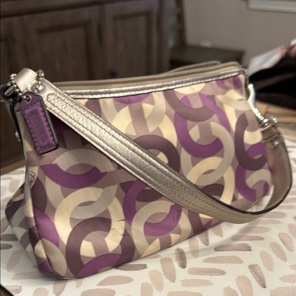 Coach Purple Silver and Cream Shoulder Bag - Picture 3 of 6